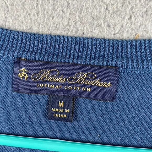 Brooks Brothers Supima Cotton V-Neck Lightweight Pullover Sweater Men's M Blue - Picture 3 of 9